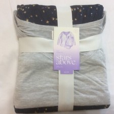NEW Stars Above Cozy 2 Piece Pajama Set Size XS Heather Gray/Blue Stars