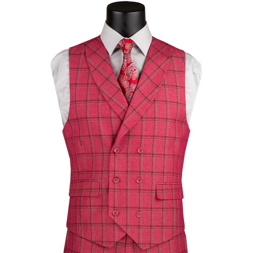 Traje BIG & TALL Para Hombre Frambuesa Ventana 3 piezas 2 Botones Ajuste Moderno Nuevo con Etiquetas - Imagen 3 de 4