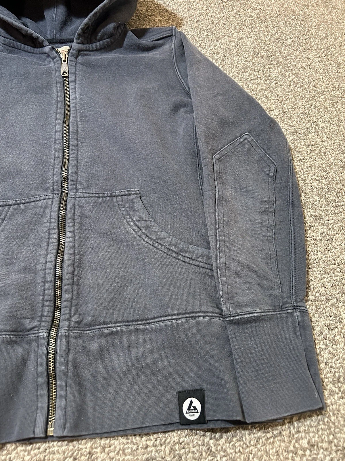 VETEMENTS Felpa con cappuccio American Giant donna M blu navy full zip pesante da lavoro USA cotone