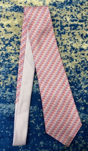 Thomas Pink Blue Lavender Pink Peacocks 100% Silk Necktie Made in Italy - Picture 2 of 5