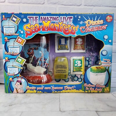 Sea Monkeys Red Pirate Treasure Set Vintage 2008 U-Boot Suchscheinwerfer Zubehör