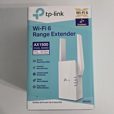 TP-LINK WI-FI 6 RANGE EXTENDER AX 1500 DUAL BAND RE505X (0422) New In Box 