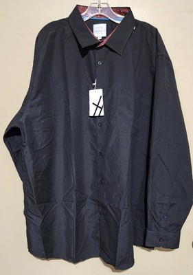 NWT STEVE HARVEY Collection Men's Long Sleeve Shirt 2XB Black Button Down Pocket