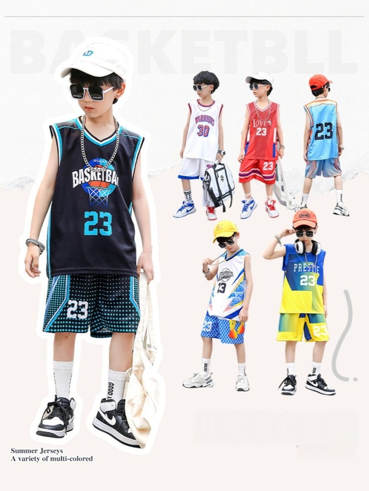 Niños Niños Baloncesto Jersey Traje Niños Verano Deportes Trajes Conjunto Ropa