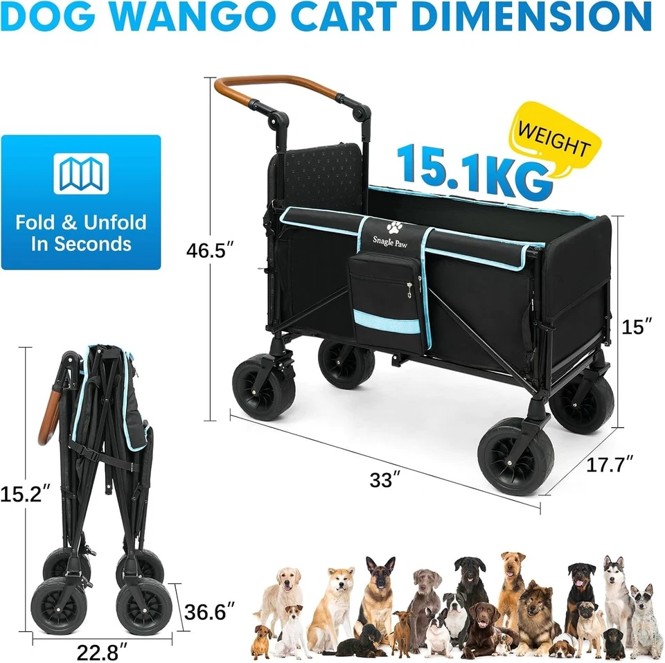 Snagle Paw Large Dog Stroller 90kg All-Terrain w/ Tailgate Ramp, Foldable - Image 2 of 4