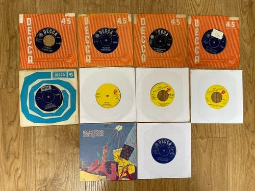 JOB LOT  10 X ROLLING STONES 7"VINYL RECORDS FADE AWAY LAST TIME WE LOVE YOU