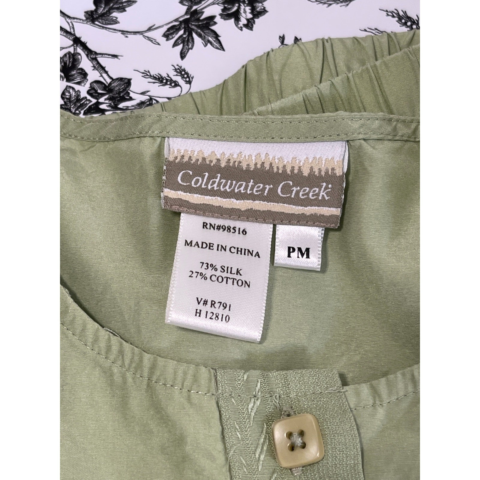 Coldwater Creek Silk Cotton Embroidered Pajama Se… - image 8