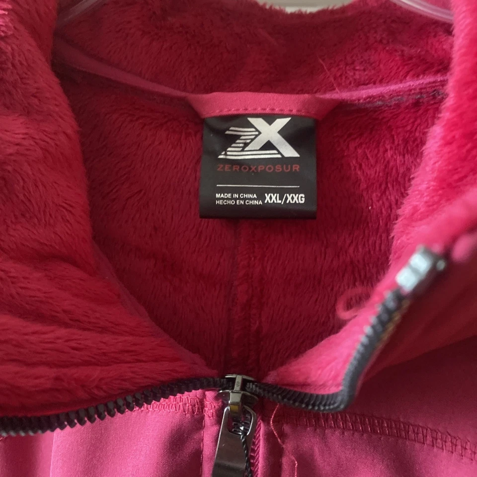 Zeroxposur Red Cranberry Softshell Fleece Women's Hooded Jacket NWT XXL - Image 2 of 4