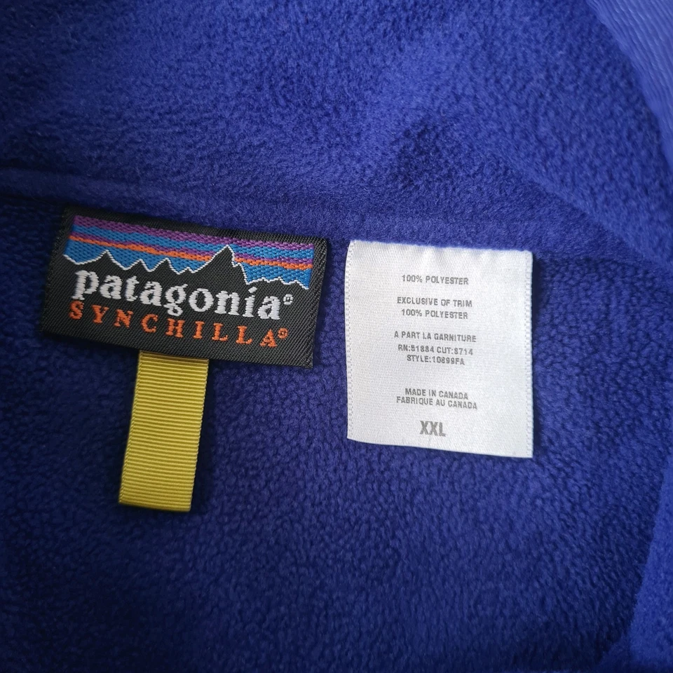 Vintage 90s Patagonia Men's Synchilla  Marsupial 1/2 Zip Fleece Blue Size XXL - Image 3 of 4