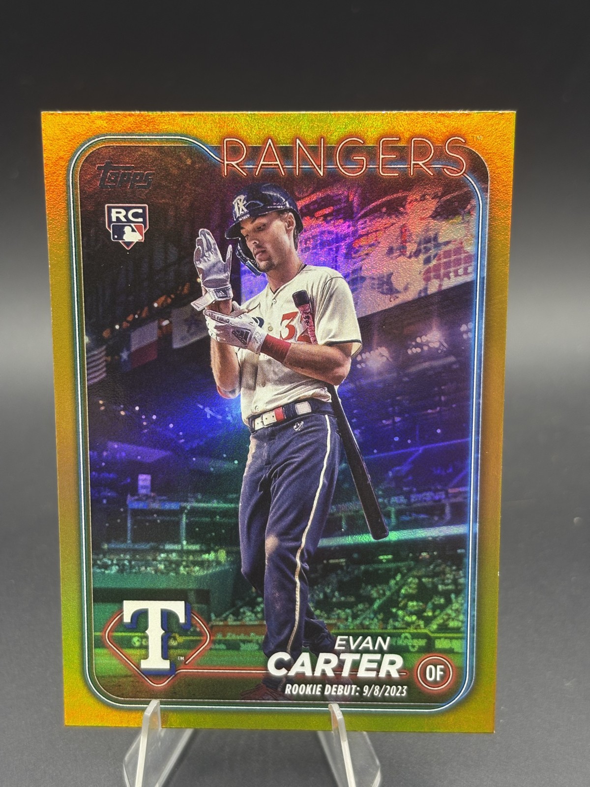 2024 Topps Update Series - Rookie Debut Evan Carter #US58 Gold Rainbow Foil (RC)