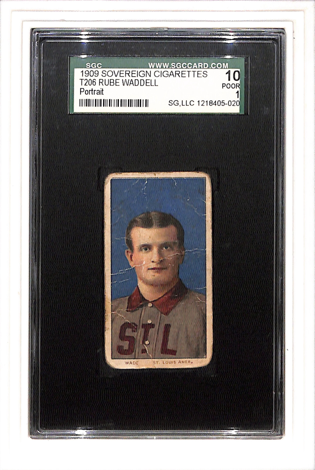1910 T206 Rube Waddell Portrait Sovereign 150 SGC 1 SN 1218405-020