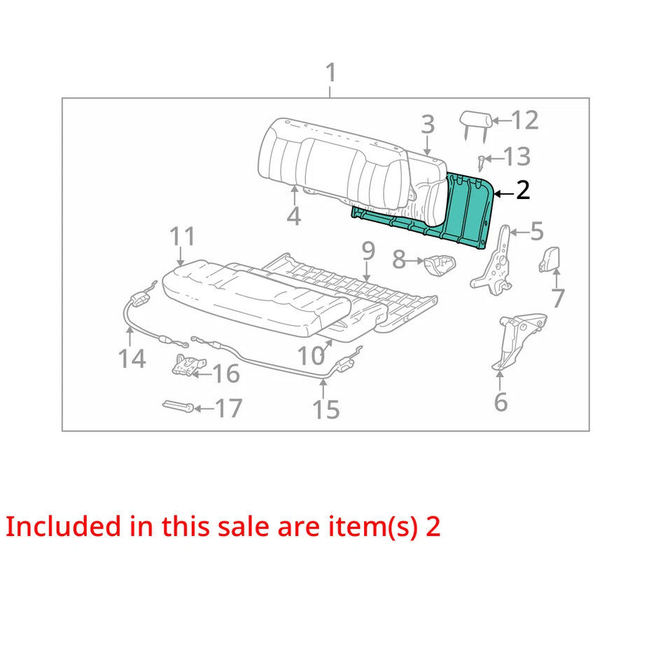 FITS 2000 CHEVROLET GMC C2500 C3500 FRAME R/SEAT BK 12381534 -  NEW OEM 12381534 - Image 2 of 3