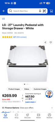 GE Dryer Pedestal With Storage Drawer in Excellent Condition 