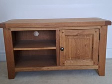 Oak TV Stand – 100cm Wide, 1 Storage Door & 2 Open Shelves, Modern Living Room