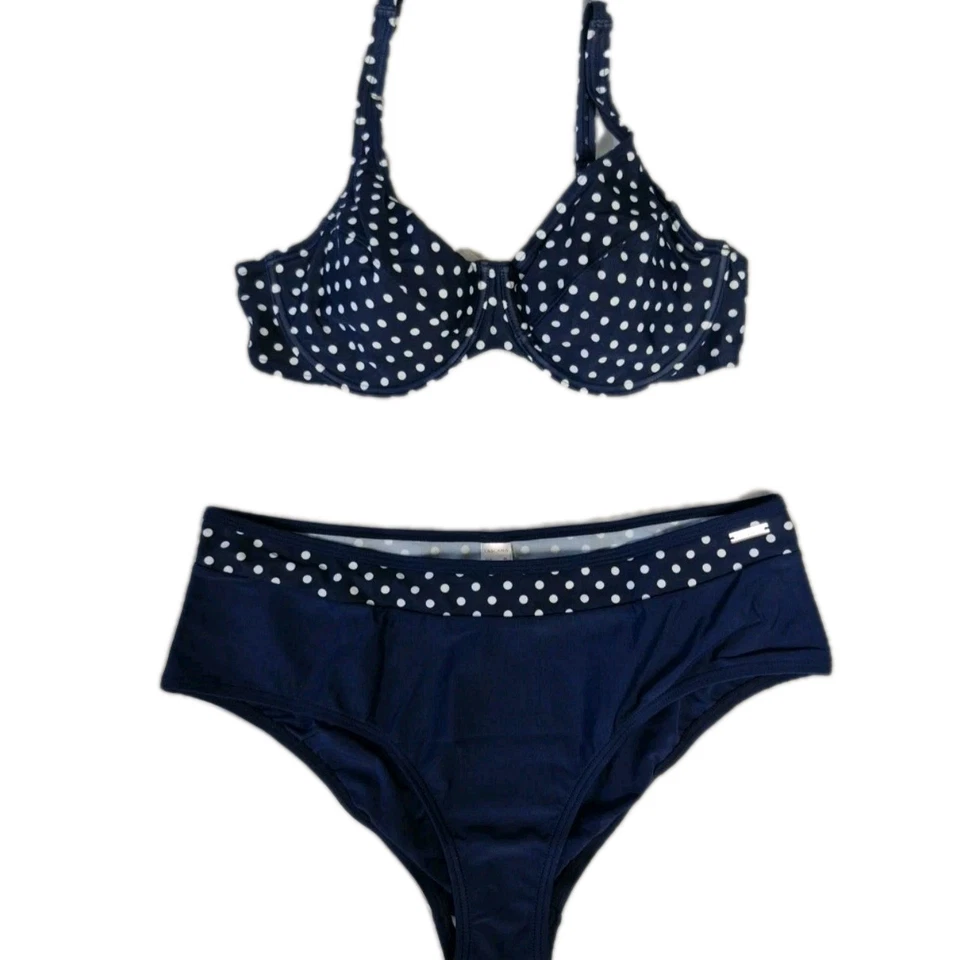 Lascana Bikini Bademode Übergröße Gr. 40 Bis 48 Blau weiß gemustert (2 982)