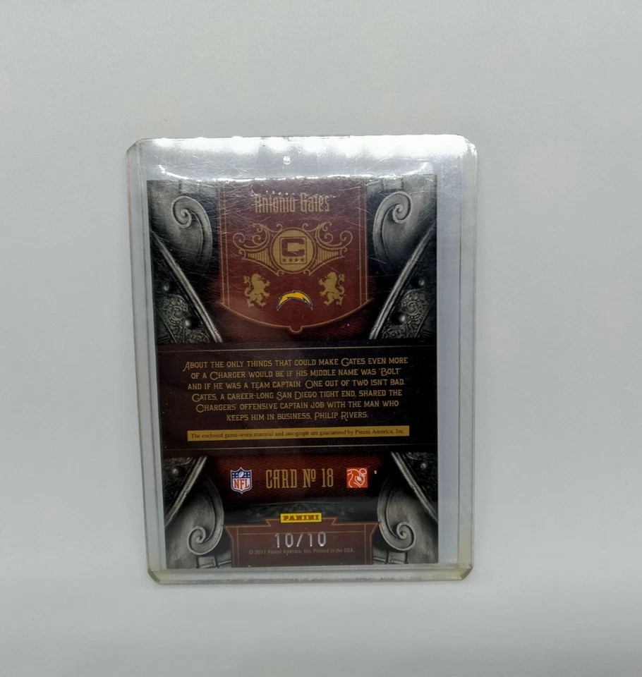 2011 Crown Royale Antonio Gates Calling All Captains Materials Auto 10/10 *HOF* - Image 2 of 2