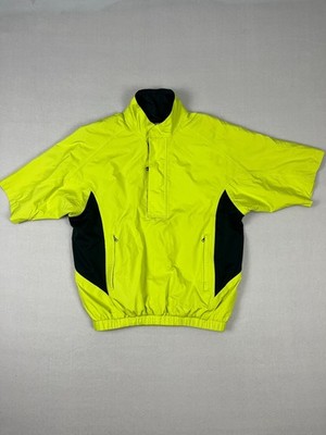 Footjoy Dryjoys Select GolfRain Pullover Jacket Mens M Neon Yellow 1/2 Zip Lined