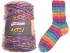 Rainbow Sock Yarn Aktiv Supergarne Self-striping Cone 400g 75-20 Italy