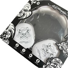 New Ed Hardy Wireless Headphones White Tattoo Love Kills Slowly Skulls