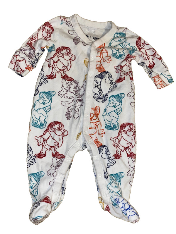 JC !WOW! Vintage BABY GAP 0-3M Disney Seven Dwarfs Cotton Footed Sleeper Outfit