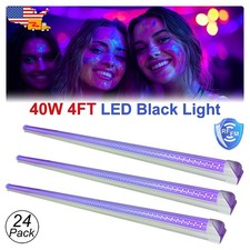 24 Pack T8 4FT UV LED Black Light Fixture 40W For DJ Party Club Halloween D cor