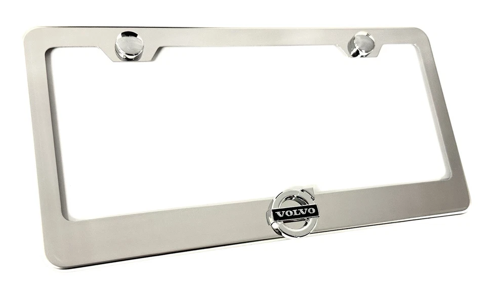 Marco de matrícula de acero inoxidable 3D Volvo XC90 XC60 XC40 libre de óxido con tapas Foto 2 de 4