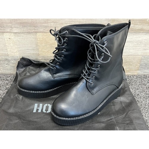 Hot Topic Black Creeper Combat Boots Womens Size 8 w/ Bag Punk Goth Cult - New!