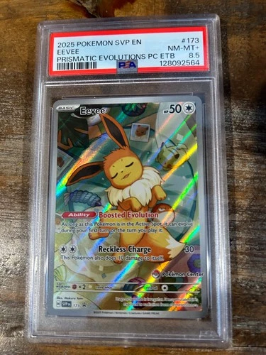 POKEMON 2025 Prismatic Evolutions ETB EEVEE Pokemon Center #173 PSA 8.5