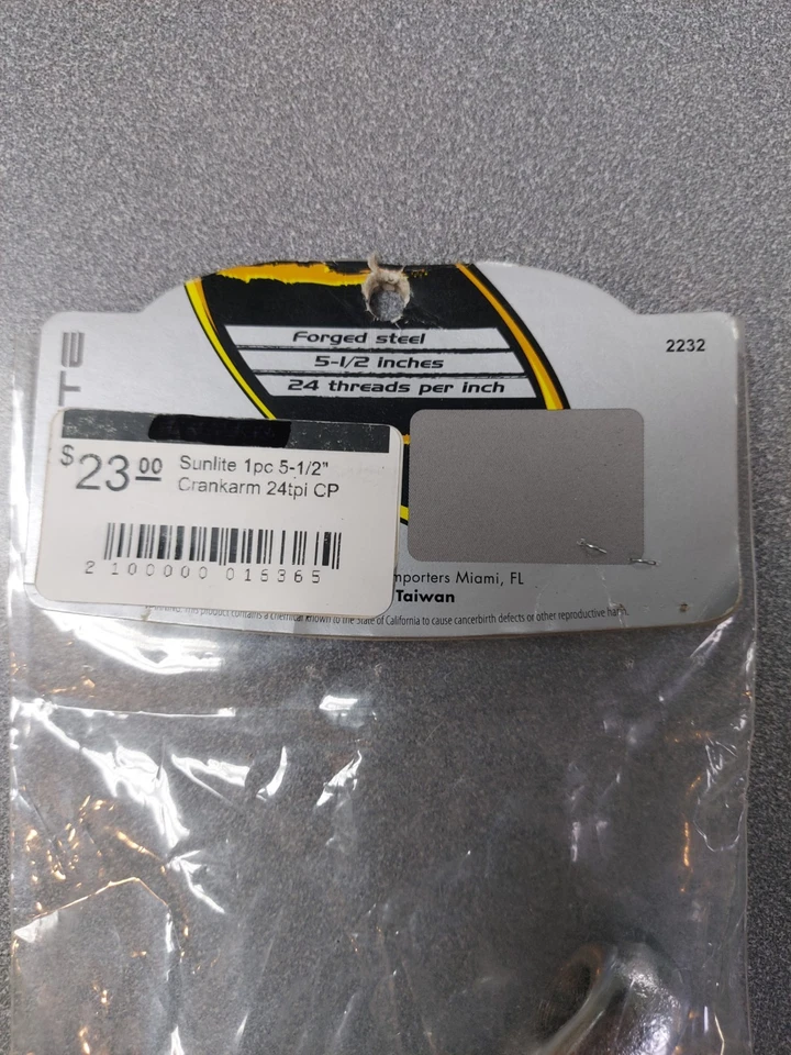 Brazo de manivela Sunlite 1 pieza 5-1/2" 24tpi cromado 2232 Foto 3 de 3