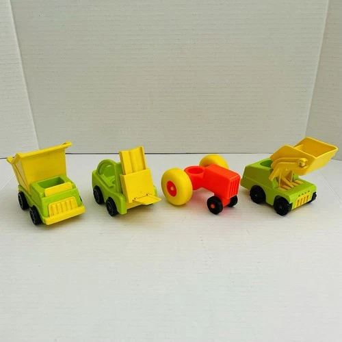 Vintage Fisher Price Little People Lift n Load Construction Vehicle Lot of 4