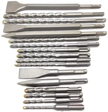 17 PC SDS PLUS ROTARY HAMMER BITS DRILL BIT & CHISEL GROOVE CONCRETE 