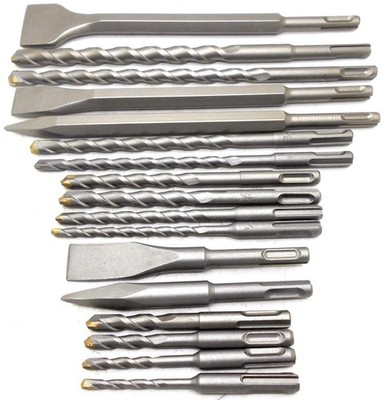 17 PC SDS PLUS ROTARY HAMMER BITS DRILL BIT & CHISEL GROOVE CONCRETE 