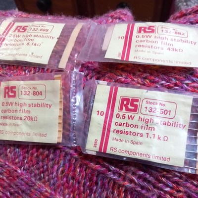 gemischte Vintage NOS PIHER Carbon Film Widerstände 1,6k 43k 20k 1,1k + gratis Piher 