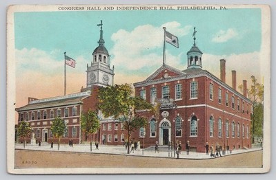 Congress Hall & Independence Hall Philadelphia Pennsylvania Vintage Postcard