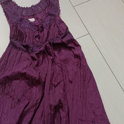 Whistles Damen Trägerkleid lang lila Spitze mit Bindegürtel Gr. S Viskose