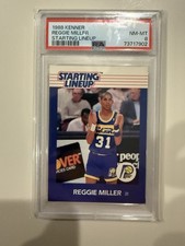 1988 Kenner Starting Lineup Card Reggie Miller Rookie Card RC Pacers PSA 8