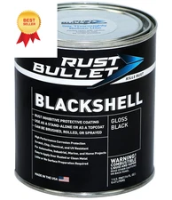 RUST BULLET BlackShell - Gloss Black - 1 Pint - 16 Fl Oz (Pack of 1), 