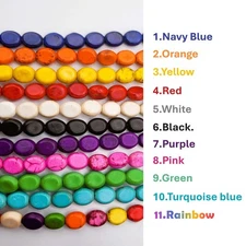 Multi Color Oval Bead AA Natural Gemstone Howlite Magnesite Turquoise Spacer 15"