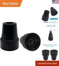 Pack of 2 3/4 Inch Skid-Resistant Cane Tips - Metal Reinforced for Stability