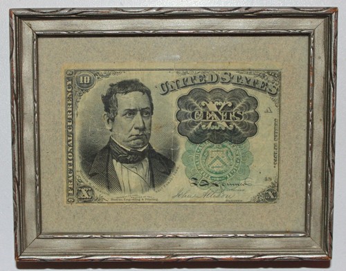 1874 10¢ CENTS FRACTIONAL CURRENCY NOTE *GREEN SEAL* - IN ANTIQUE FRAME!