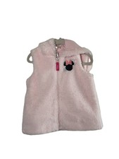 Disney Minnie Mouse Toddler Girls 2T Pink Furry Vest With Hoodie Ears