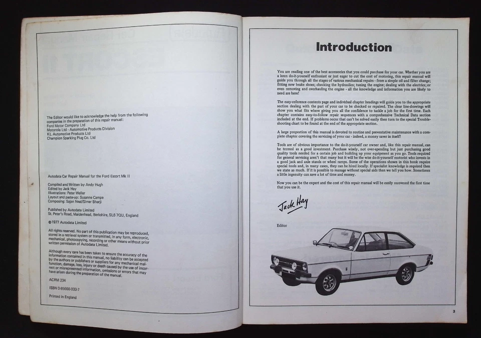 Autodata Car Repair Manual - Escort Mark II 1975-1980 by Andy Hugh PB - Image 4 of 4