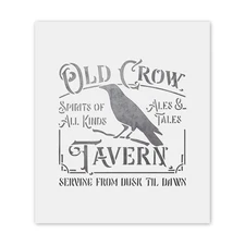 Crow Tavern Sign Bar Pub Drinks Spirits Ales Night Vintage Branch Stencil 2 Pack