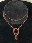 Vintage Gold Tonę SET Light and Dark Pink Stones Bracelet 15" Necklace — photo 8