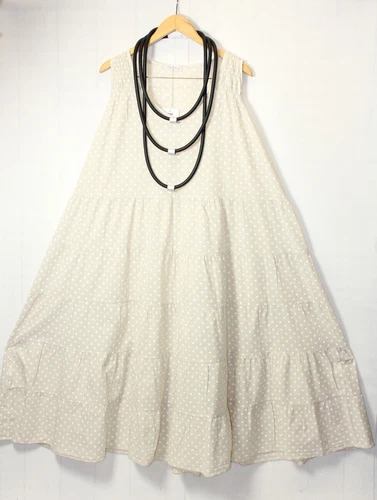 Moonshine dress A-line size 50 52 54 lagenlook size 3 dots beige