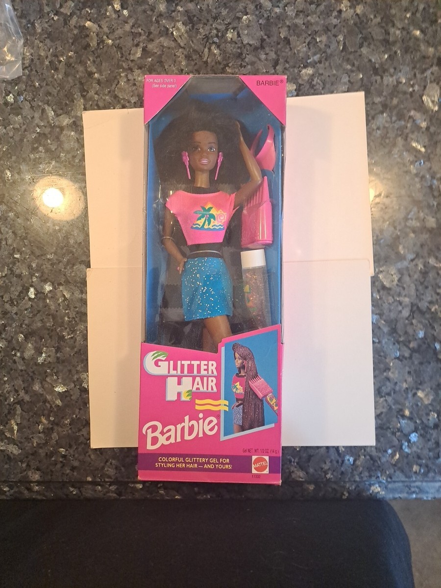 Vintage 1993 Mattel Glitter Hair Barbie Doll African American