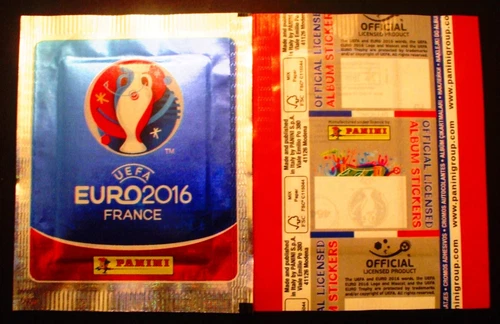 BUSTINA PACKET FIGURINE PANINI EURO 2016 UNGHERIA SENZA BARCODE RETRO VERTICALE