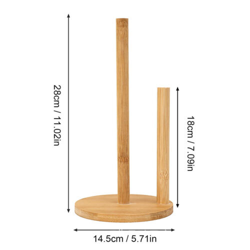 1PCS Wooden Kitchen Paper Towel Holder, Dispenser Paper Roll Hanger Rail Stand - Picture 2 of 14