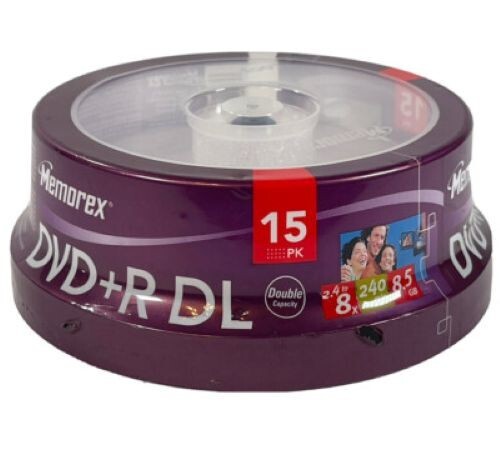 Memorex 8.5GB 8X Double Layer DVD+R (15pk Spindle) Brand New Sealed Genuine Spin - Picture 1 of 7
