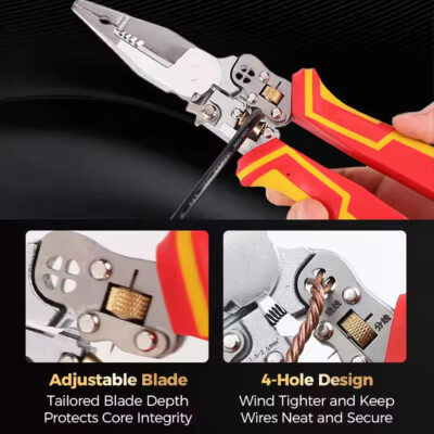 Wire Strippers with Electricity Measurement Function, 8in1 Wire Stripping Pliers